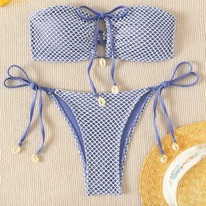 Blue Patterned Bikini Set